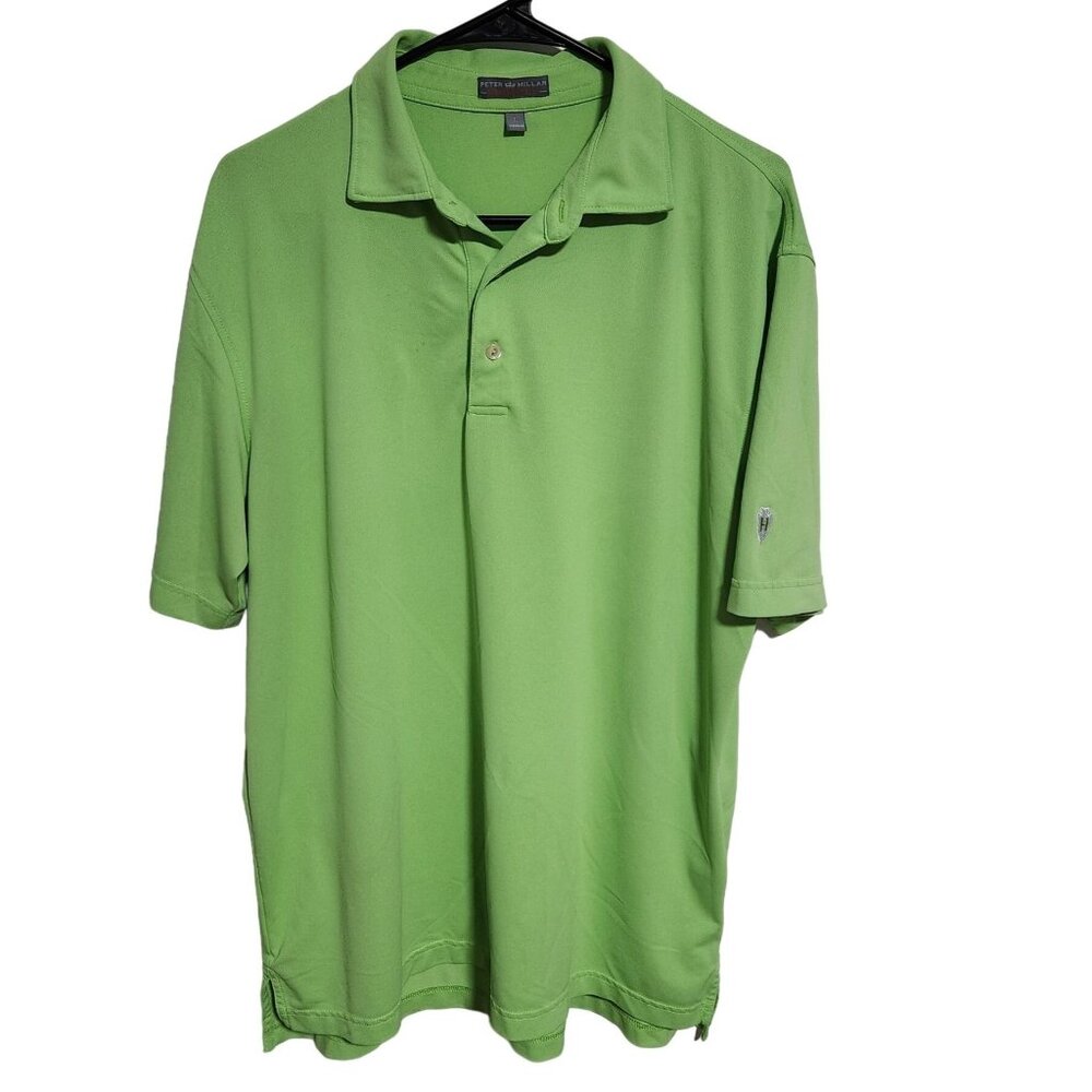 Peter Millar Summer Comfort Polo Shirt Mens Size Large Green Short Sleeve Golf